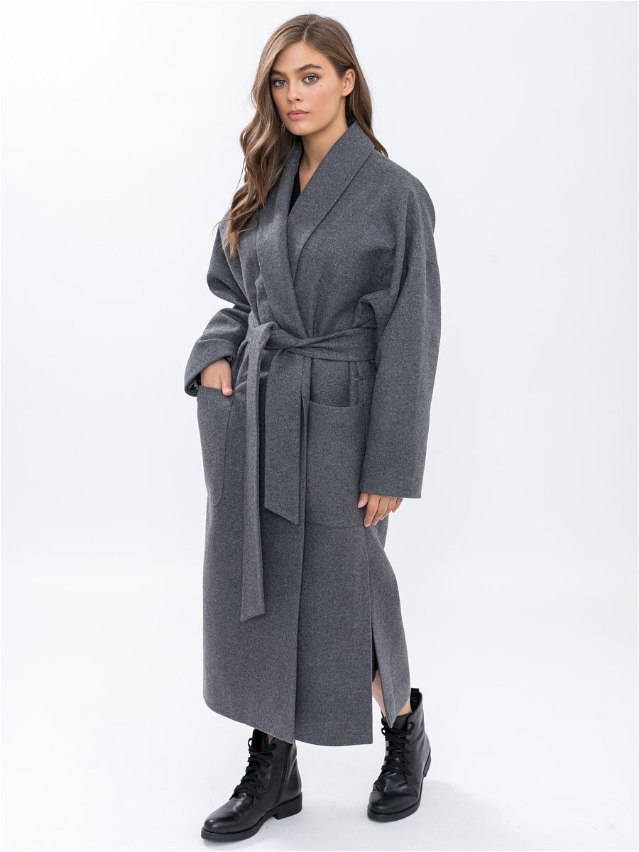 Длинное серое Oversized пальто ASOS Design