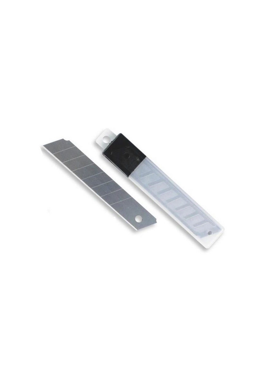 Лезвия для канцелярских ножей 18 мм 10 шт в пластиковом пенале